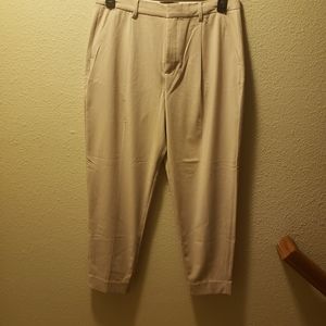 Beige tapered dress pants